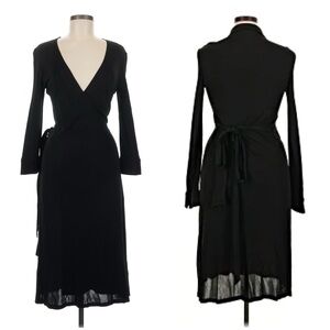 Diane Von Furstenberg Black Midi Wrap Dress
